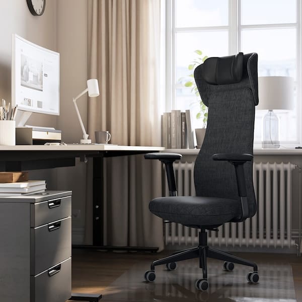 Ikea GRÖNFJÄLL - Office chair/armchair/headrest, Letafors grey/black