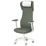 GRÖNFJÄLL office chair with arm/headrest, Letafors green/white, 71 cm