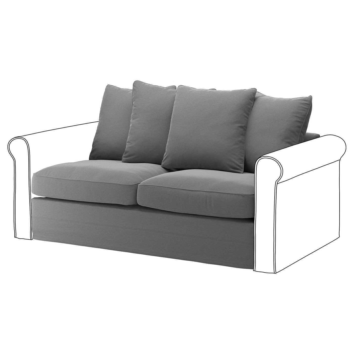 GRÖNLID cover for 2-seat sofa-bed section, Ljungen medium grey