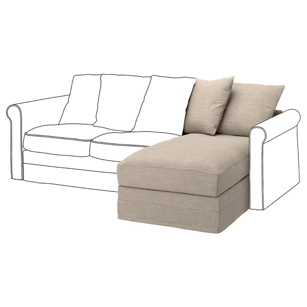 GRÖNLID cover for chaise longue section, Hillared beige