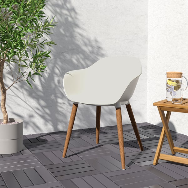 GRÖNSTA chair with armrests, in/outdoor, white, 59x78x49 cm