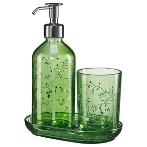 GROSSJÖN 3-piece bathroom set, green