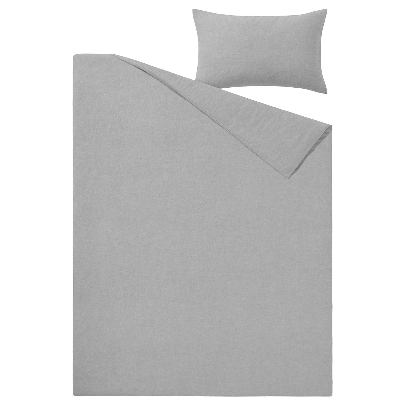 GROVSNÄRJA duvet cover and pillowcase, grey mélange, 150x200/50x80 cm