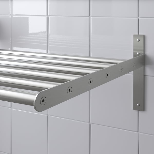 GRUNDTAL drying rack, wall, stainless steel, 67-120 cm