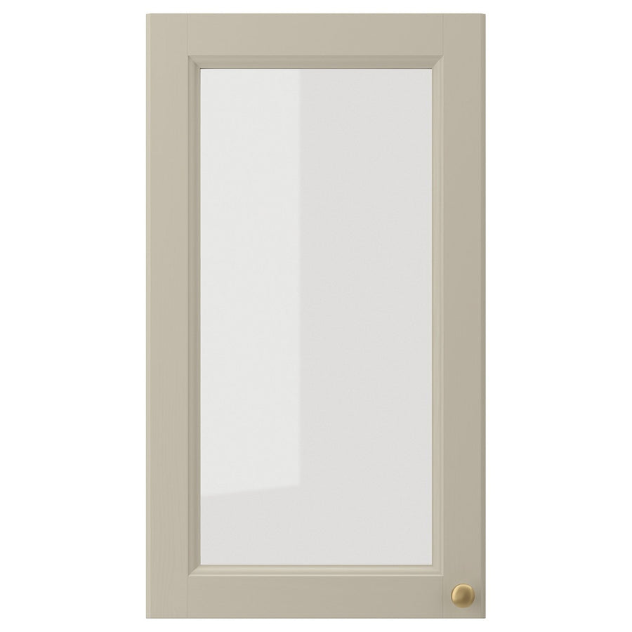 GULDDRAGARE glass door, beige/clear glass, 38x67 cm