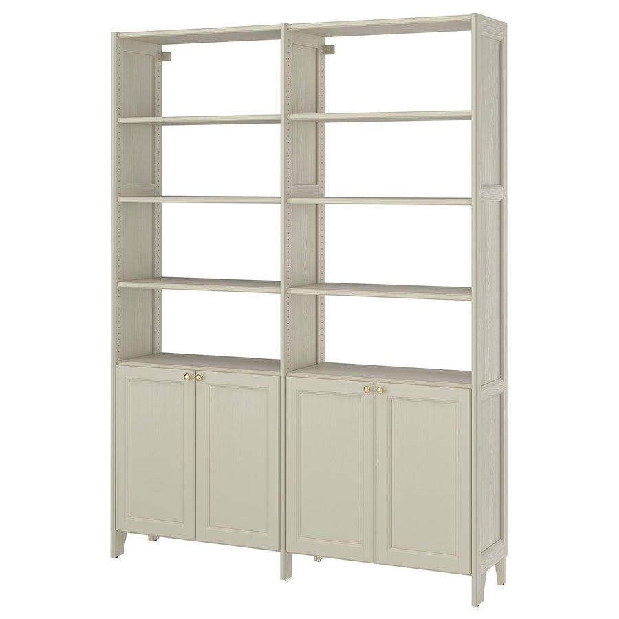 GULDDRAGARE storage combination, beige/with 4 doors with shelves, 159x37x216 cm