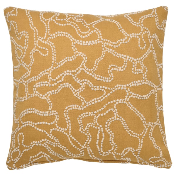 GULDFLY cushion cover, dark yellow/off-white, 50x50 cm