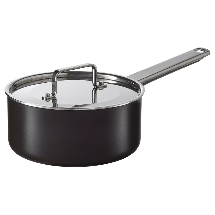 GULDÖRING saucepan with lid, non-stick coating stainless steel/black-grey, 2 l
