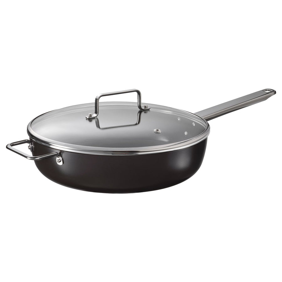 GULDÖRING sauté pan with lid, non-stick coating glass/black-grey, 28 cm