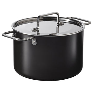 GULDÖRING pot with lid, non-stick coating stainless steel/black-grey, 3 l