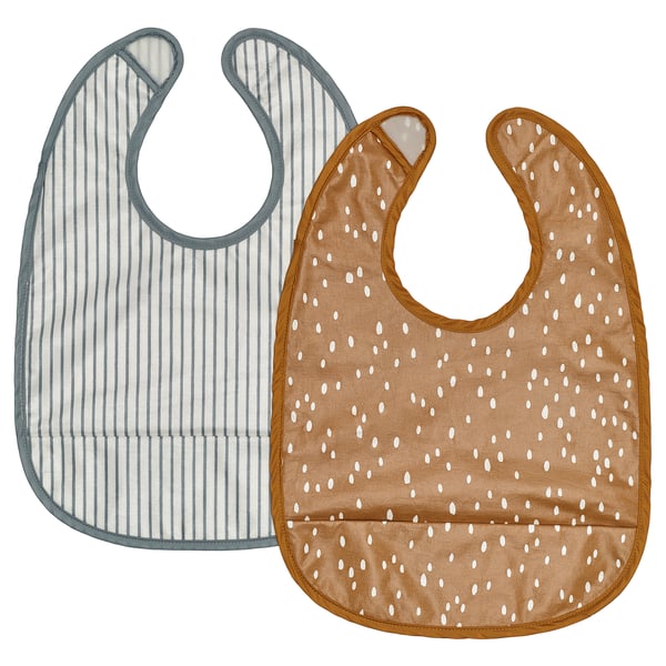 GULDVÄVARE bib, dark yellow/white, 38.5x27.5 cm, 2 pack