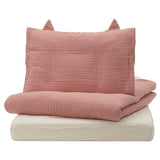 GULDVÄVARE 3-piece bedlinen set for cot, pale pink/beige, 60x120 cm
