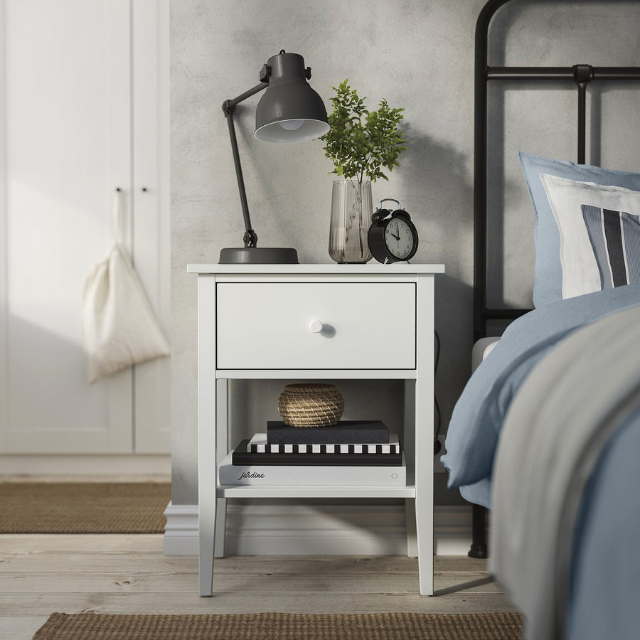 GULLABERG bedside table, with 1 drawer with shelf/white, 53x43x69 cm