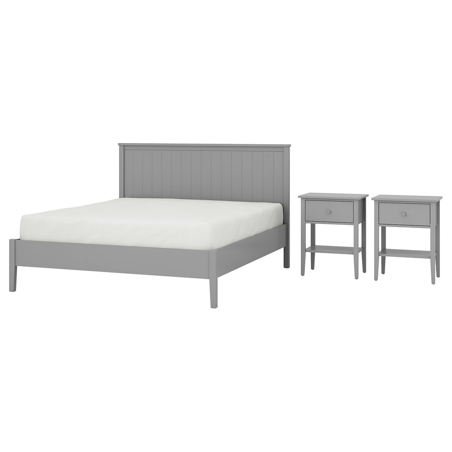 GULLABERG bedroom furniture, set of 3, grey, 140x200 cm