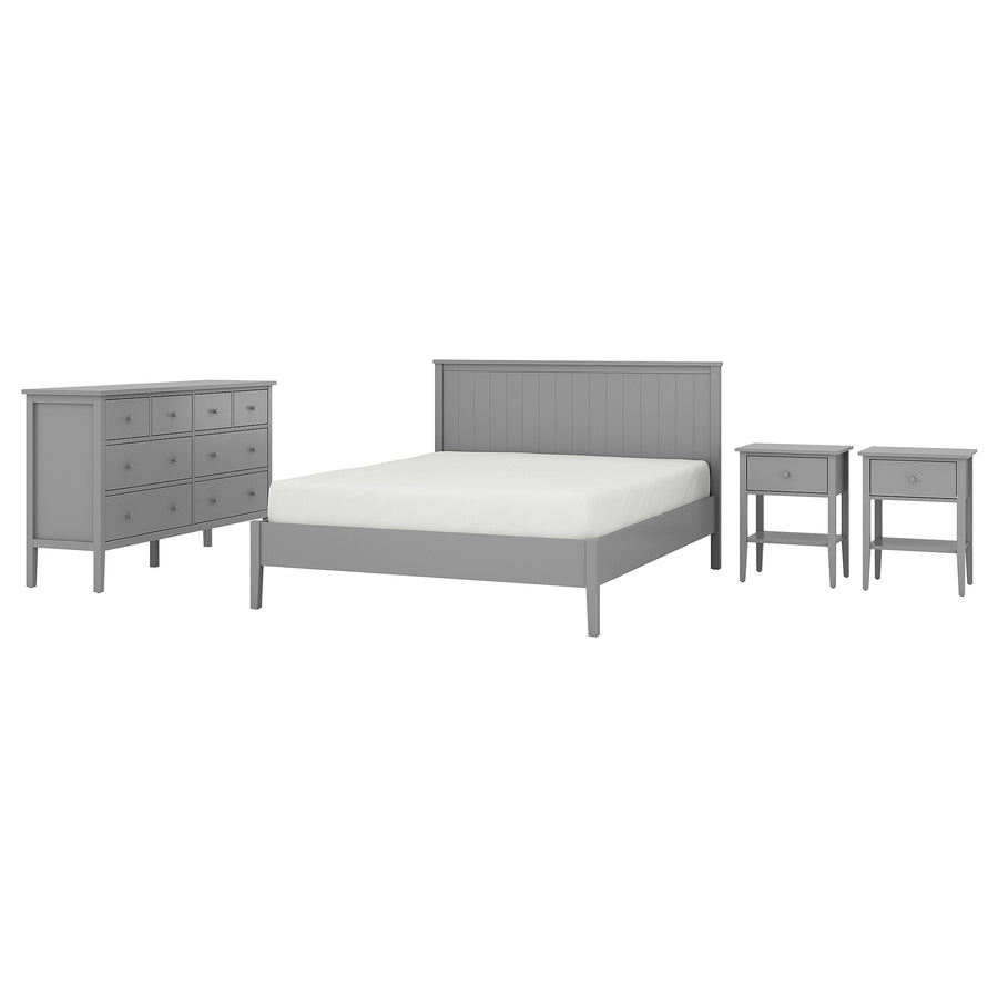 GULLABERG bedroom furniture, set of 4, grey, 140x200 cm