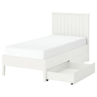 GULLABERG bed frame with 2 storage boxes, white/Leirsund, 90x200 cm