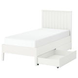 GULLABERG bed frame with 2 storage boxes, white/Leirsund, 90x200 cm
