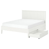 GULLABERG bed frame with 2 storage boxes, white/Luröy, 140x200 cm