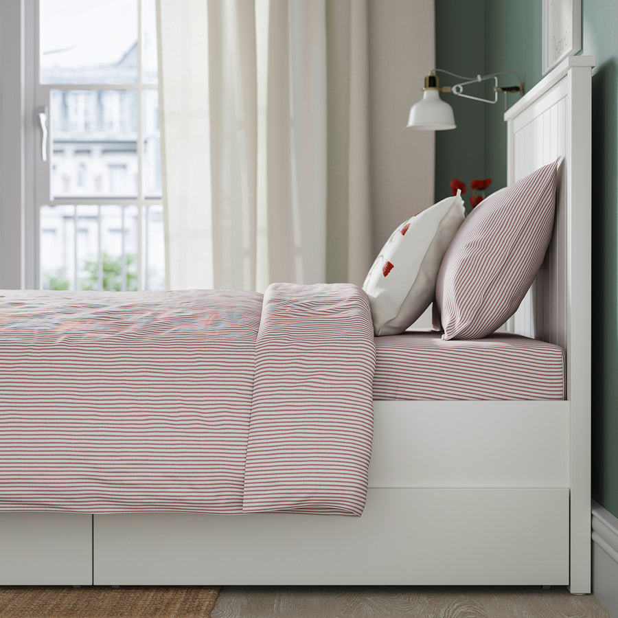 GULLABERG bed frame with 2 storage boxes, white/Luröy, 90x200 cm