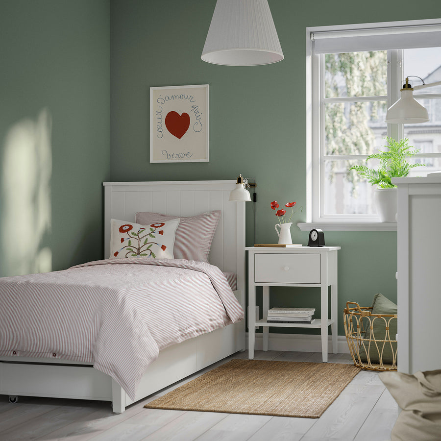 GULLABERG bed frame with 2 storage boxes, white/Luröy, 90x200 cm