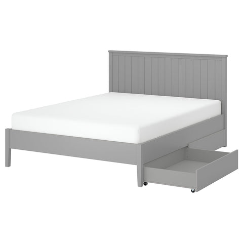 GULLABERG bed frame with 2 storage boxes, grey, 160x200 cm