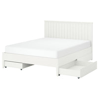 GULLABERG bed frame with 4 storage boxes, white/Lönset, 140x200 cm
