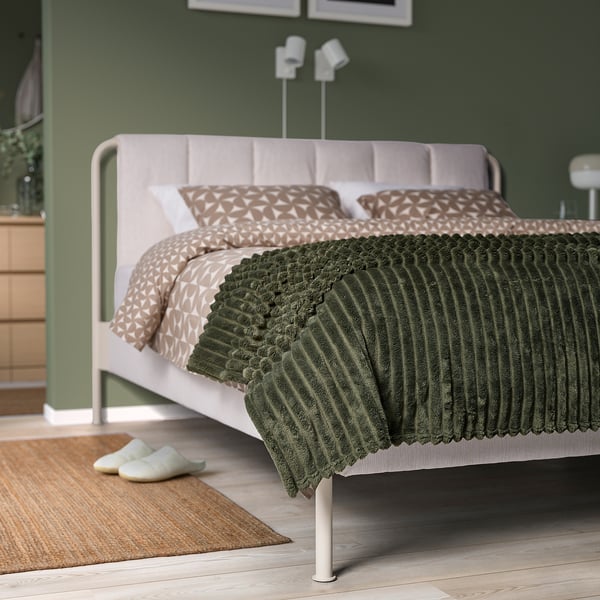 GULLSTRÅLE bedspread, grey-green, 230x250 cm