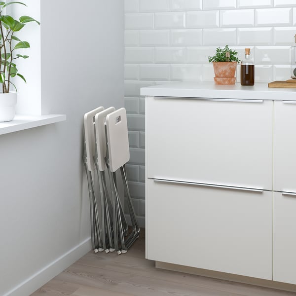 GUNDE folding stool, white, 34x45x32 cm