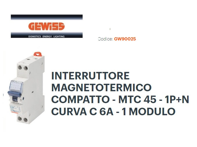 MAGNETIC SWITCH 1P+N 6A 4.5KA