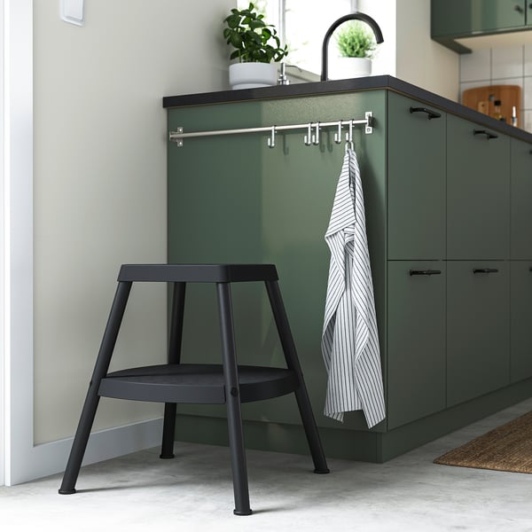 HADDARP step stool, 4-way black-grey, 43.8x47x43.8 cm