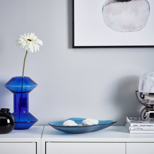 HÄCKPOPPEL decorative bowl, blue, 24 cm