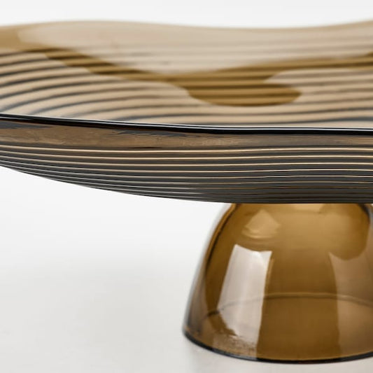 Ikea HÄCKPOPPEL - Decorative bowl with base, brown,24 cm