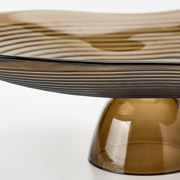 Ikea HÄCKPOPPEL - Decorative bowl with base, brown,24 cm
