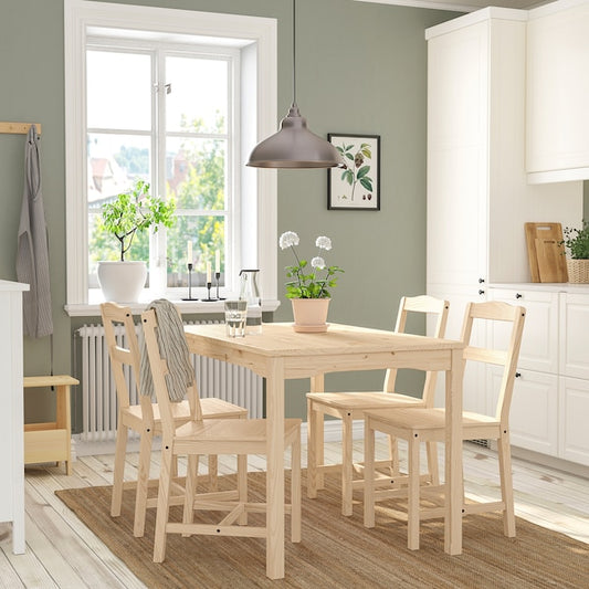 HÄGERNÄS table and 4 chairs, pine, 118 cm