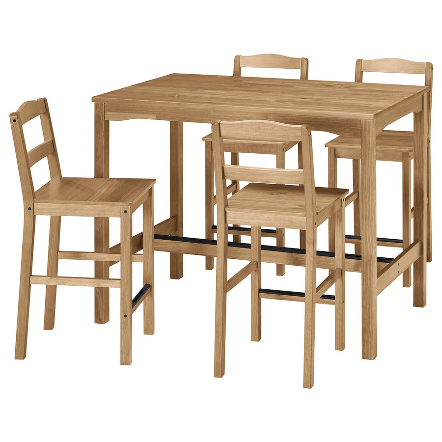HÄGERNÄS bar table and 4 bar stools, antique stain pine, 118x74 cm