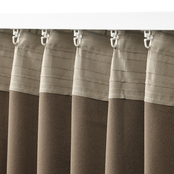 HÄGGVECKMAL room darkening curtains, 1 pair, beige/with heading tape, 145x300 cm