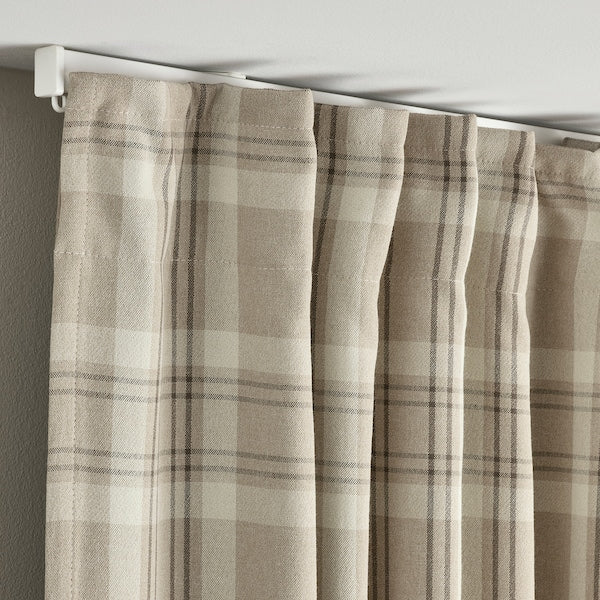 HÄGGVECKMAL room darkening curtains, 1 pair, beige/with heading tape, 145x300 cm