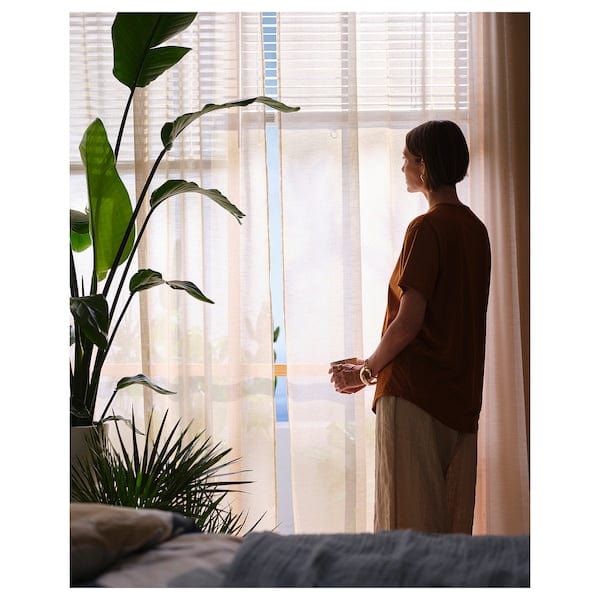 Ikea HÄLLEBRÄCKA - Thin curtain, 2 sheets, light beige,145x300 cm