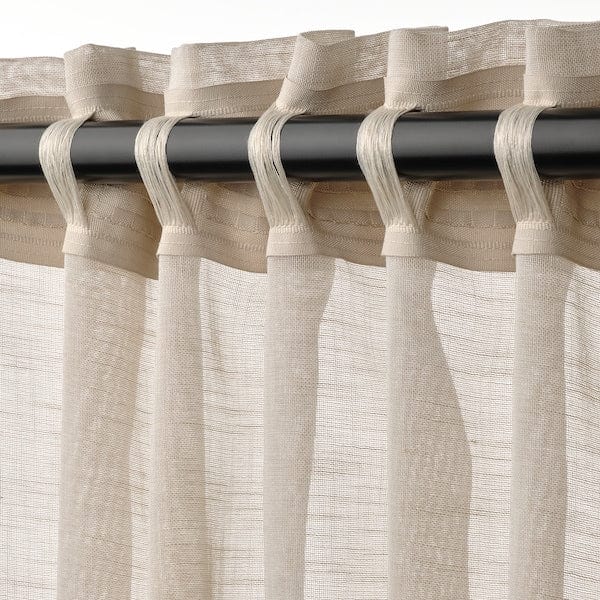 Ikea HÄLLEBRÄCKA - Thin curtain, 2 sheets, light beige,145x300 cm