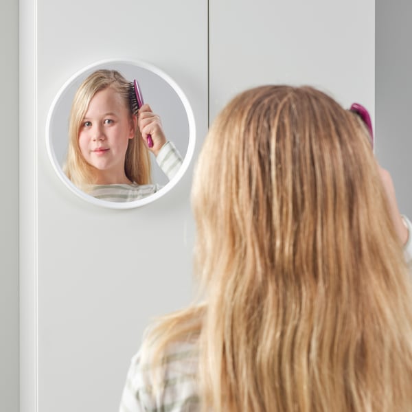 HÄNGIG mirror, white/round, 26 cm