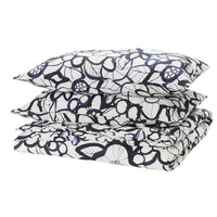 HÄRLIR duvet cover and 2 pillowcases, white black/blue floral pattern, 240x220/50x80 cm