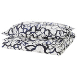 HÄRLIR duvet cover and pillowcase, white black/blue floral pattern, 150x200/50x80 cm