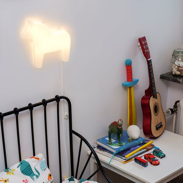 HÄSTHAGE LED wall lamp, dala horse white, 25x25x5 cm
