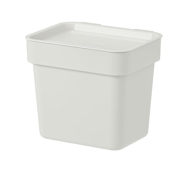 HÅLLBAR bin with lid, light grey, 3 l