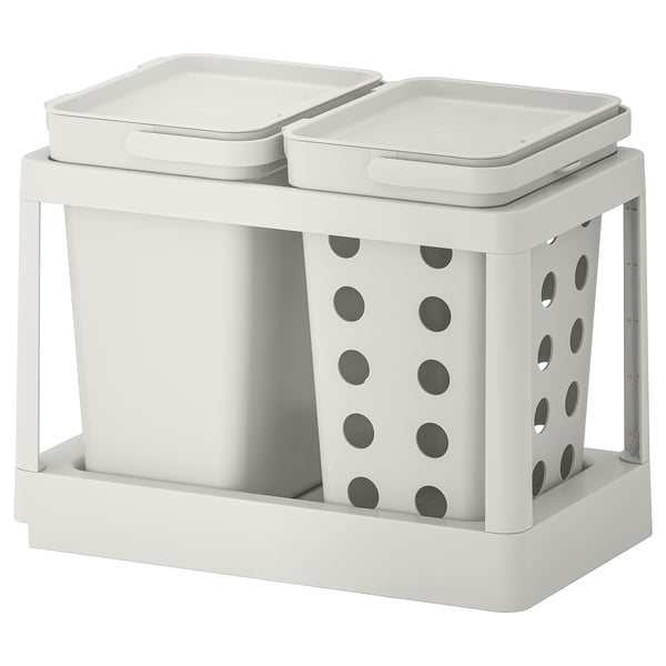 HÅLLBAR waste sorting solution, with pull-out ventilated/light grey, 20 l