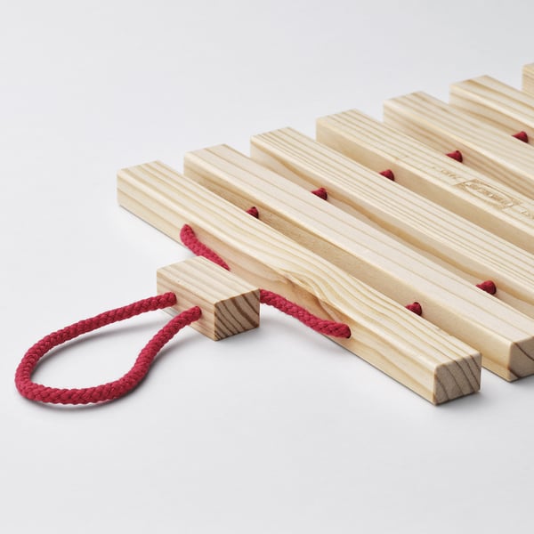 HALVNÄBB pot stand, extendable bright red/pine, 16-32x20 cm