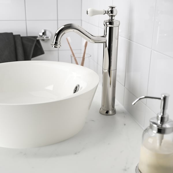 HAMNSKÄR wash-basin mixer tap, tall, chrome-plated