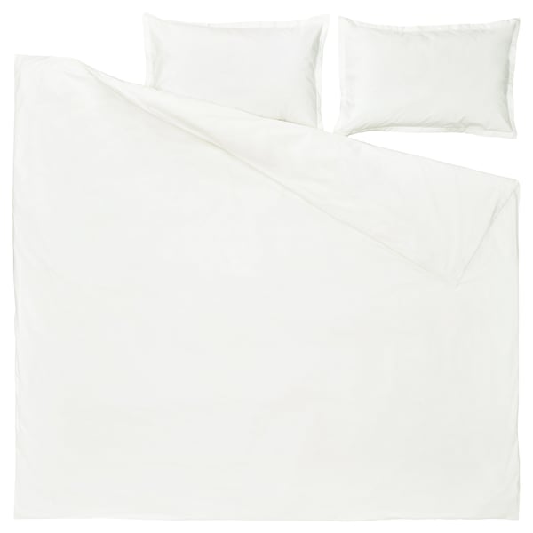 HAMPFLOCKEL duvet cover and 2 pillowcases, white, 240x220/50x80 cm