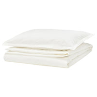HAMPFLOCKEL duvet cover and pillowcase, white, 150x200/50x80 cm