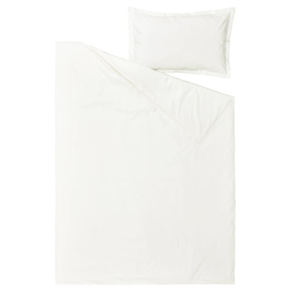 HAMPFLOCKEL duvet cover and pillowcase, white, 150x200/50x80 cm